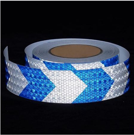 Bule And White Reflective Arrow Warning Tape For Vehicles