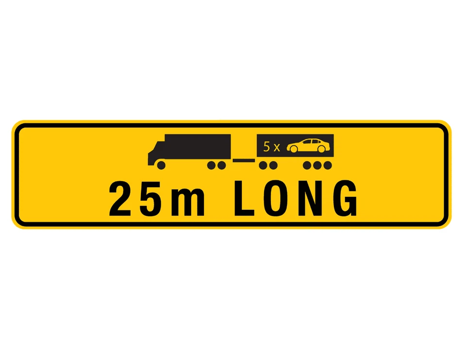 60m Long Road Train Warning Metal Sign