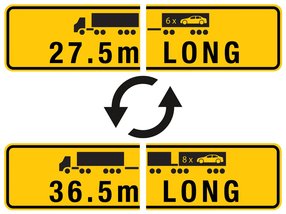 60m Long Road Train Warning Metal Sign